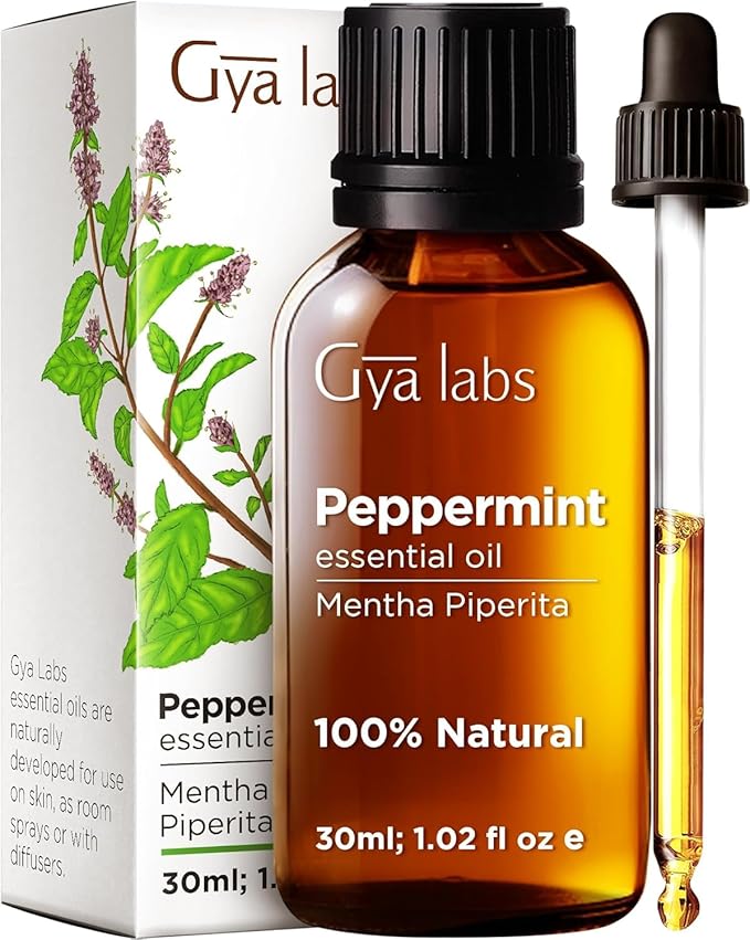 Gya Labs Peppermint Oil for Diffuser & Aromatherapy - 100% Pure Natural Peppermint Mint Essential Oils for Skin, Hair, DIY, Self-Care, Candle Making - Cooling, Minty Scent (1.02 Fl Oz)-HomvellaHome