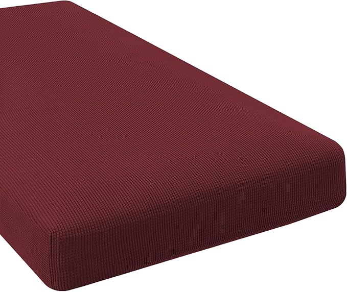 H.VERSAILTEX Super Stretch Individual Chaise Cover Sectional Couch Covers for L Shaped Sofa Both Left/Right Featuring Thick Jacquard Textured Twill Fabric (1 Piece Chaise Cover, Burgundy Red)-HomvellaHome