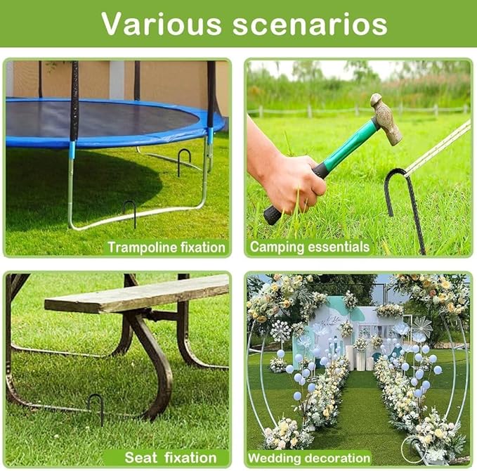 Ground-Stakes-Heavy-Duty-12 inch, J-Hook Rebar Stakes Black Coated Anti-Rust 6pcs Garden Stakes Metal Ground Anchors for Garden Dog Fence Chicken Coop Christmas Decorations Deer Fence-HomvellaHome