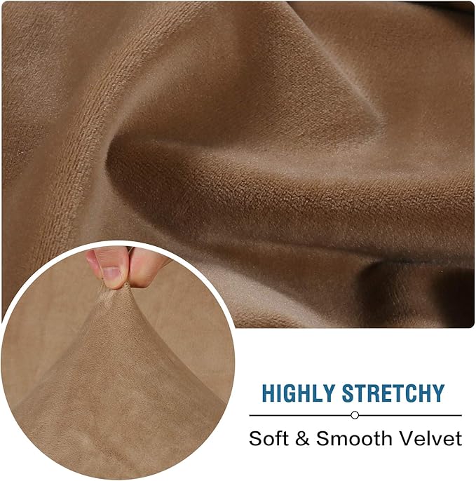 H.VERSAILTEX Velvet Stretch Couch Cushion Cover Plush Cushion Slipcover for Chair Cushion Furniture Protector Seat Cushion Sofa Cover (1 Piece Armchair Cushion Covers, Camel)-HomvellaHome