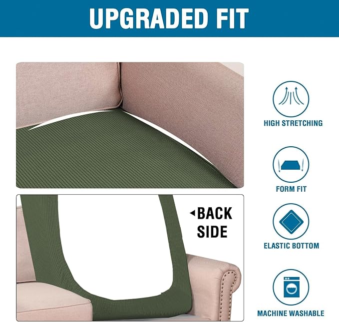 H.VERSAILTEX Super Stretch Individual Chaise Cover Sectional Couch Covers for L Shaped Sofa Both Left/Right Featuring Thick Jacquard Textured Twill Fabric (1 Piece Chaise Cover, Bronze Green)-HomvellaHome