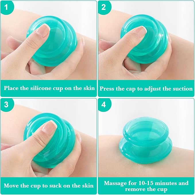 Geiserailie 16 Pcs 4 Sizes Cupping Therapy Set Silicone Cupping Massage Cups Professional Chinese Therapy Cup Vacuum for Body Muscle Nerve(Green)-HomvellaHome