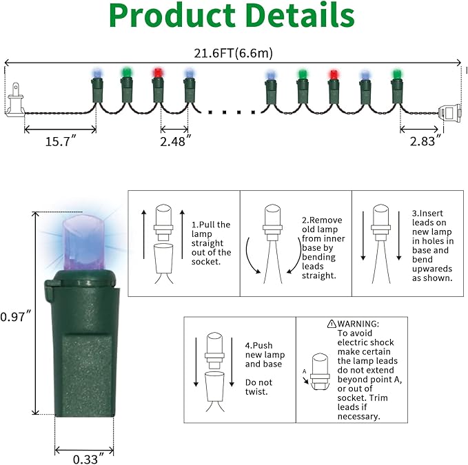 100 Count Multicolor- String Lights - 21.6FT LED Christmas Lights, Mini led Lights for Indoor Outdoor Home Holiday Party Wedding Independence Day Decoration-HomvellaHome