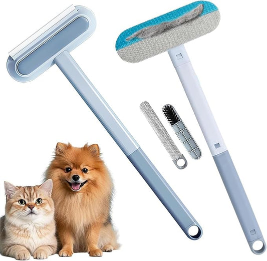 1 PCS Pet Hair Remover for Furniture,4 in 1 Reusable Lint Brush with 17-Inch Handle, Washable Tool for Dog and Cat Hair on Couches, Carpets, Clothes, Bedding, and Cars-HomvellaHome