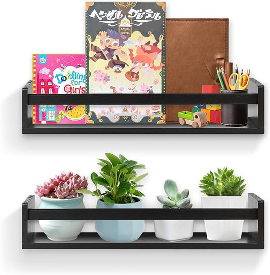 Gneric Floating Shelves for Wall, Black Nursery Book Shelves, 23.6 inch Kids Bookshelf, Wall Shelves for Living Room Bedroom Decor,Kitchen Spice Rack,Bathroom Storage Rack-HomvellaHome