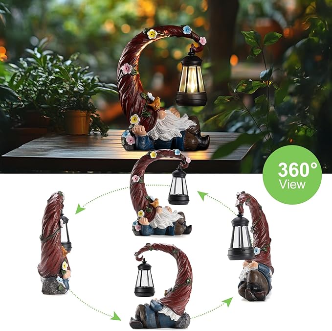 Garden Gnomes Outdoor Statues with Solar Light Funny Gnome Decor Gifts for Women Mom Gnomes Decorations for Home Patio Lawn Yard Garden Decor-HomvellaHome