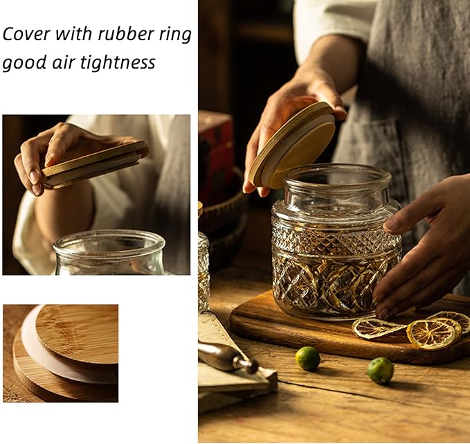 Glass Storage Jar, 38 FL OZ, Food Canisters with Bamboo Lid, Kitchen Containers Decorative Airtight Glass Jars For Cereal Nuts Snack Candy Cookies Coffee Tea-HomvellaHome