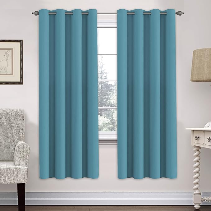 H.VERSAILTEX Ultra Soft Microfiber Thermal Insulated Antique Copper Grommet Blackout Curtains/Window Treatment Draperies 52 by 72 - Inch for Living Room/Bedroom,Set of 2 - Storm Blue-HomvellaHome