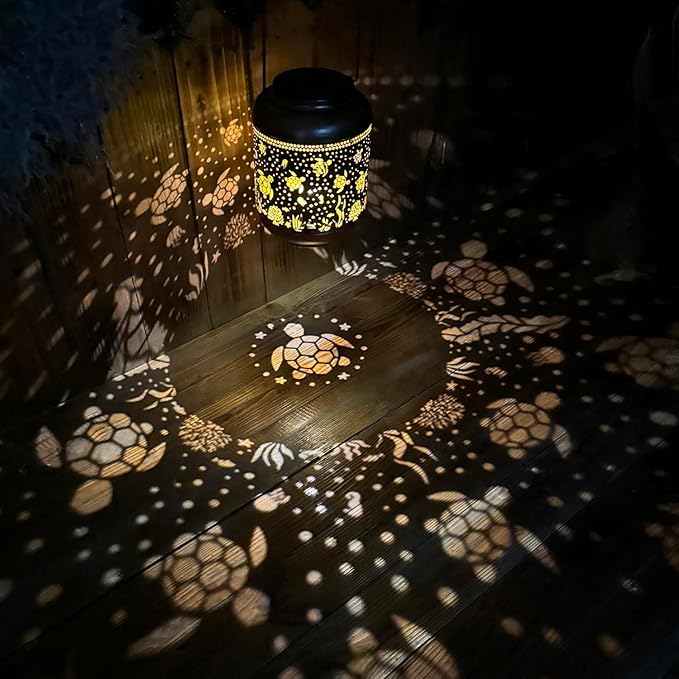 2 Pack Sea Turtle Solar Lanterns Outdoor Waterproof,Hanging Solar Lights Sea Turtle Gifts for Women Metal LED Decorative Light for Yard,Patio,Lawn,Tabletop,Pathway,Landscape,Garden Decor-HomvellaHome