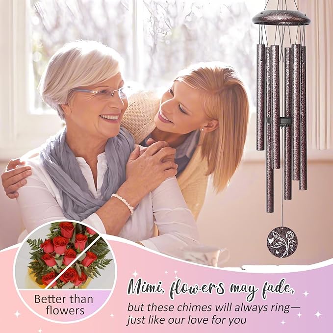 Gifts for Mimi, 25''Wind Chimes, Birthday Gift for Mimi from Grandkids, Mothers Day, Thanksgiving, Christmas Day Gifts Ideas for Love Rreminder-HomvellaHome