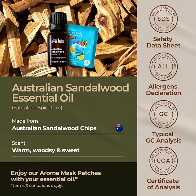 Gya Labs Australian Sandalwood Essential Oil for Skin & Hair - 0.34 Fl Oz - 100% Pure Natural Australian Sandalwood Oil for Diffuser, Aromatherapy Use & Candle Making Scent-HomvellaHome
