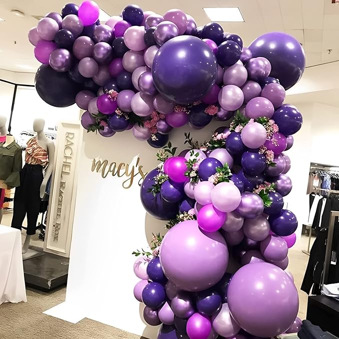 130pcs Dark Purple Balloons Different Sizes 18" 12" 10" 5" Party Latex Balloons for Birthday Halloween Graduation Baby Shower Anniversary Party Decorations-HomvellaHome