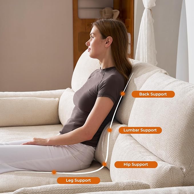 132'' Oversized Modular Sectional Sofa, U Shaped Comfy Sectional Couch with Large Storage, 6 Seat Chenille Deep Seat Cloud Sofa with 2 Throw Pillows for Living Room,Beige-HomvellaHome