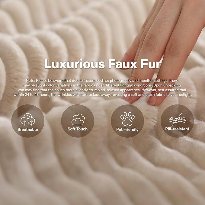 104" Cloudy Sectional L Shaped Couch for Living Room, No Assembly Required, Modular Comfy Sofa with Deep Seat, Fluffy Couch with Sleeper Chaise for Apartment Lounge (Beige)-HomvellaHome