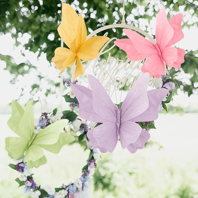 SUNBEAUTY Butterfly Party Decorations, 3D Paper Butterfly Decoration, Hanging Paper Butterfly for Baby Shower Decorations Girls, Women, Paper Flowers for Wall Decoration, Set of 4-HomvellaHome