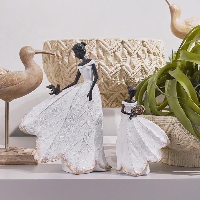 Guichifun Fairy Statue Collection Home Decoration - White Leaf Angel Girls Resin Living Room Bookshelf Decor Garden Outdoor Bathroom Decorations Figurines Gift 5.5 x 3.25 x 8 Inch-HomvellaHome