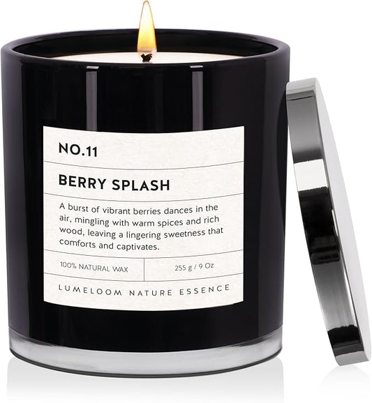 Berry Splash Luxury Scented Candles, 9oz Soy Wax Candles for Home Scented, BlackBerry, Boysenberry & Woods Scent, Long Burning Time, Gifts for Women, Friends, Men, Sister, Mom, Teacher