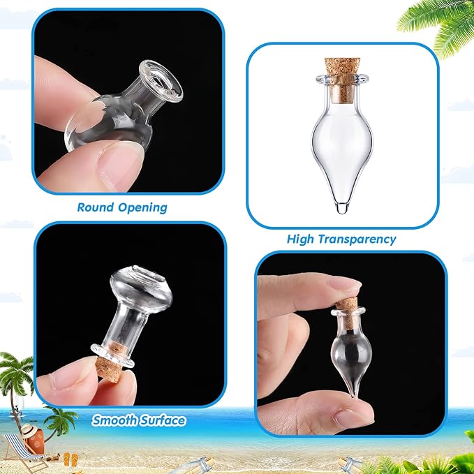 140 Pcs Mini Glass Bottles with Cork Stoppers Tiny Wishing Potion Bottles, 14 Shapes, Small Spell Apothecary Jar Vials Witchcraft Drifting Jar for Wedding Halloween Party Arts DIY Crafts-HomvellaHome