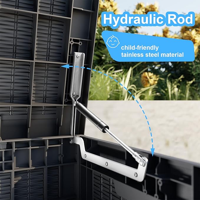 100 Gallon Deck Box,Resin Outdoor Storage Box with Lockable for Patio Furniture, Pool Accessories, Garden Tools Waterproof Outside Storage Box, Black-HomvellaHome