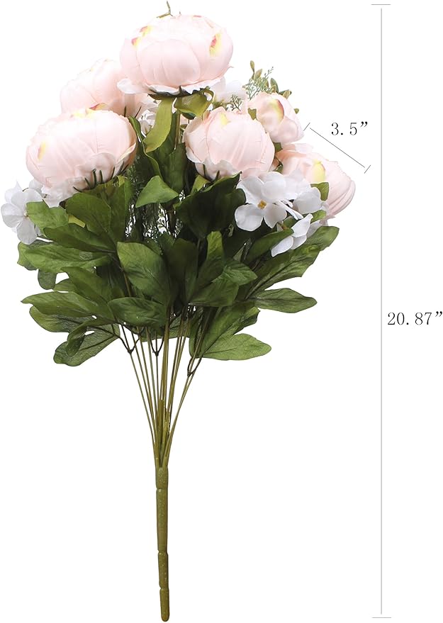 Duovlo Springs Flowers Artificial Silk Peony Bouquets Wedding Home Decoration,Pack of 1 (Spring Pure Pink)-HomvellaHome