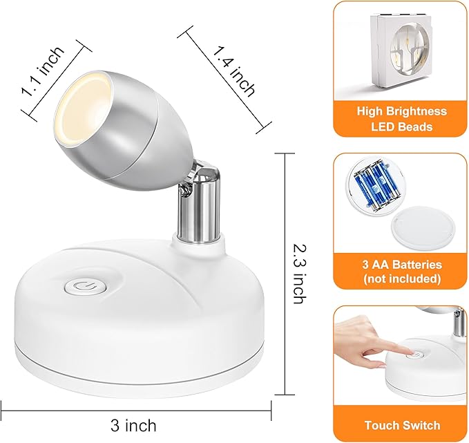 4 Pack Wireless Spot Lights Indoor, Battery Operated Uplighting, Mini Spotlight with Remote 3CCT Tree Lights Indoor, Accent Wall Lights for Display Plant Picture Dartboard-HomvellaHome