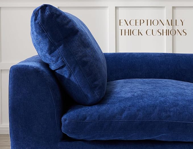 110" Cloud Sectional Couches for Living Room, Boneless L-Shape Couch with Ottoman, 3 Seater Modular Sectional Sofa, Blue-HomvellaHome
