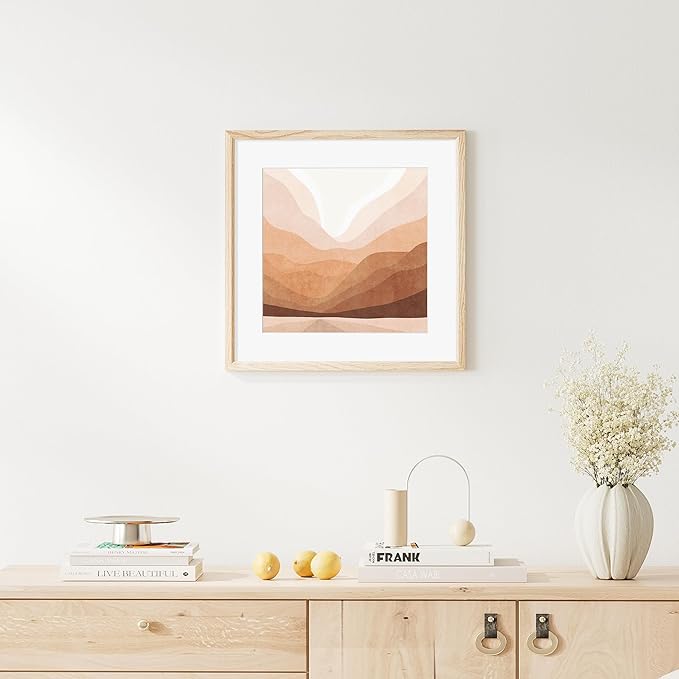 16x16 Picture Frame Natural Solid Oak Photo Frames with 12x12 Removable Mat Wall Hanging Large Handcrafted Frame with HD Plexiglass Wall and Tabletop Display Large Poster Frame-HomvellaHome