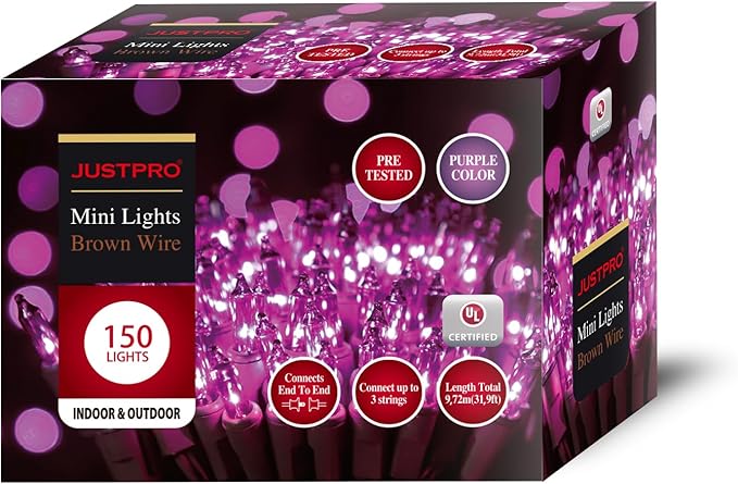 150LIGHTS Purple Extra-Bright with End Connectors Halloween Decorative Lights 9.72m UL Certified Mini String Light Set Waterproof for Halloween Home Garden Christmas Tree Party Patio Wedding-HomvellaHome