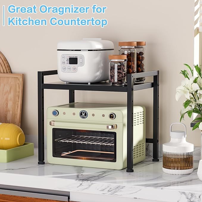 17.3 Inches Metal Storage Shelves,150LBS Heavy Duty Shelving Units and Storage For Small Appliance,Adjustable Utility Storage and Organization Shelf Rack For Kitchen Cabinet Closet Under Sink Pantry-HomvellaHome