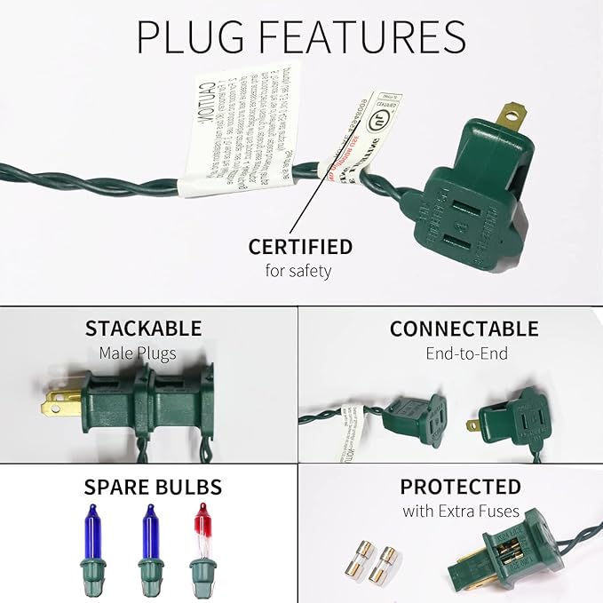 100LIGHTS BLUE Extra-Bright With End Connectors Christmas Decorative Lights 5.98m UL Certified Mini String Light Set Waterproof for Home Garden Holiday Christmas Tree Party Patio Decor Wedding-HomvellaHome