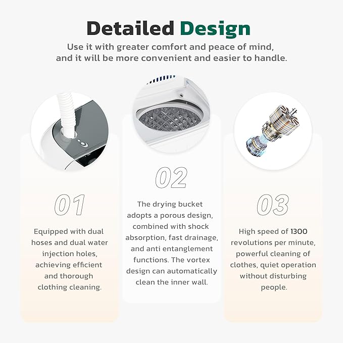 Greenvelly Portable Washing Machine, 16 Lbs Compact Mini Washer and Dryer Combo, Semi-automatic Twin Tub Washer with Drain Pump for Dorms, Apartments, RVs (Grey)-HomvellaHome