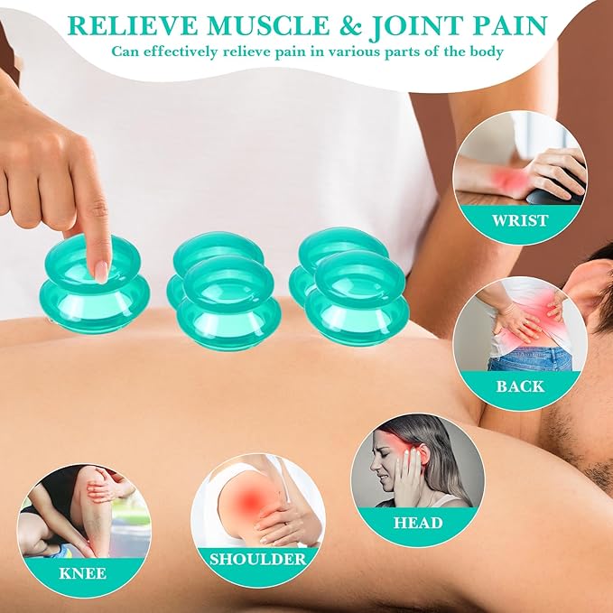 Geiserailie 16 Pcs 4 Sizes Cupping Therapy Set Silicone Cupping Massage Cups Professional Chinese Therapy Cup Vacuum for Body Muscle Nerve(Green)-HomvellaHome