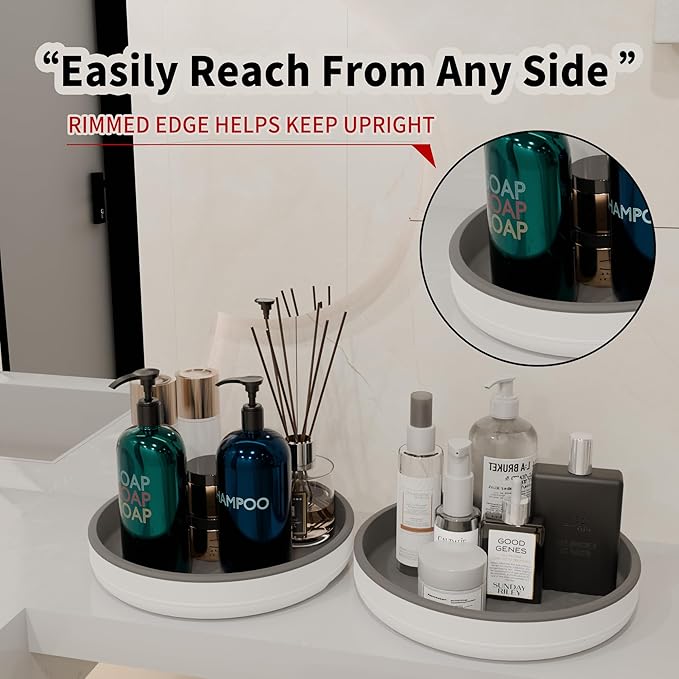 2 Pack 10 Inch Non-Skid Lazy Susan Turntable Organizers - Spinning Rack for Pantry Organization and Storage, Kitchen, Cabinet, Fridge, Bathroom Vanity, Countertop, Under Sink Organizing, Spice Rack-HomvellaHome