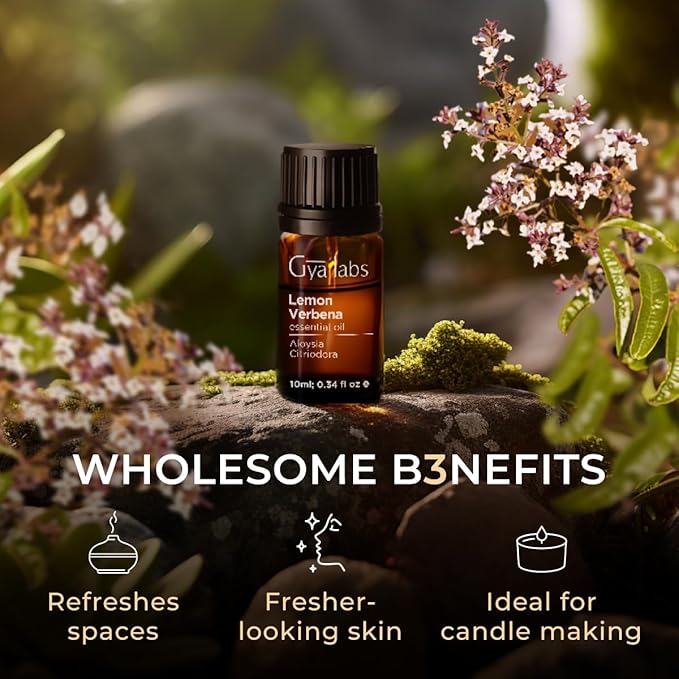 Gya Labs Lemon Verbena Essential Oil for Diffuser - 0.34 Fl Oz - 100% Pure Natural Lemon Verbena Oil for Skin, Hair, Perfume, Bath Bombs & Candle Making Scent-HomvellaHome