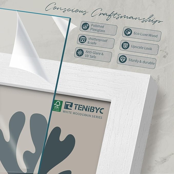 18x24 Poster Frame 3 Pack - White Woodgrain, Solid Wood Gallery Picture Frame - Wall Hanging-HomvellaHome