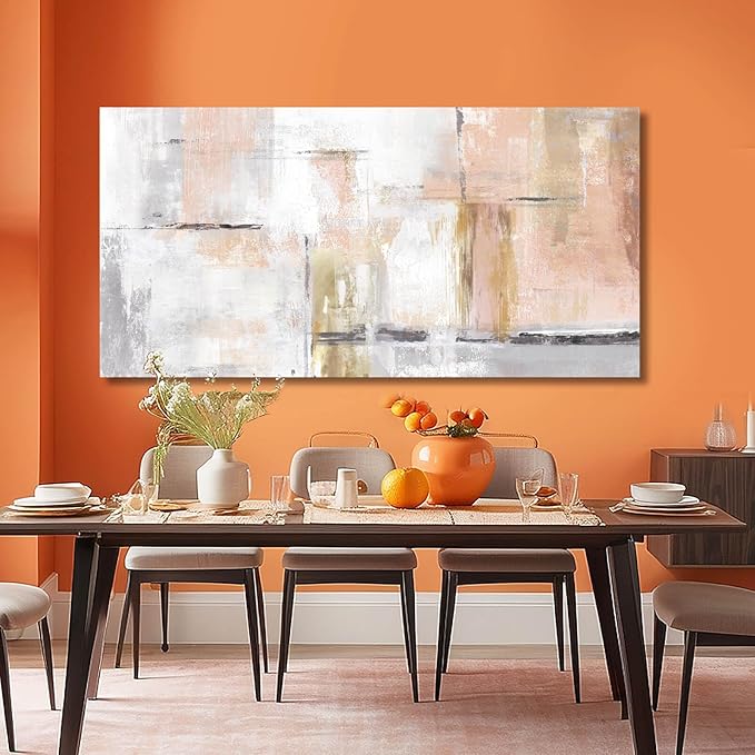 Gold Abstract Wall Art Decor Minimalist Oil Paintings 24"x48" Canvas Wall Art for Living Room Modern Framed Pictures for Wall Home Office for Women Ready to Hang-HomvellaHome