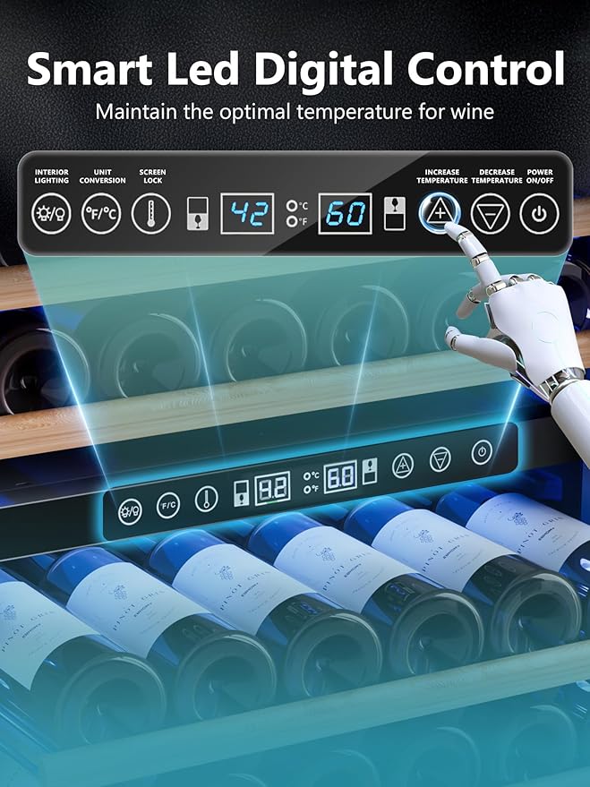 154 Bottle Wine Refrigerator, 24 Inch Wine Fridge Dual Zone with Adjustable Shelf, Wine Cooler with Double Pane Glass Door, Advanced Temp Control, Low Noise, Wide Large Wine Cooler Refrigerator-HomvellaHome