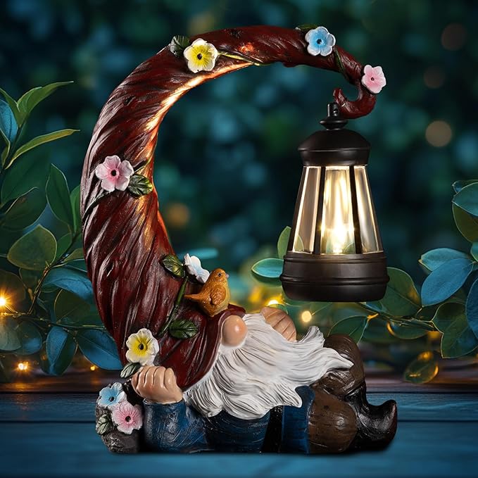 Garden Gnomes Outdoor Statues with Solar Light Funny Gnome Decor Gifts for Women Mom Gnomes Decorations for Home Patio Lawn Yard Garden Decor-HomvellaHome