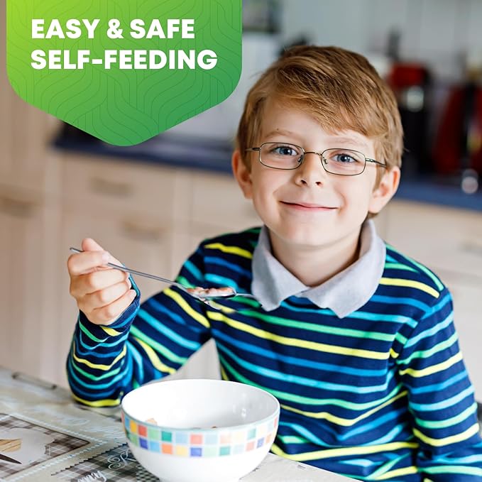 12 Pieces Toddler Utensils, Kids Stainless Steel Silverware Set - 6pcs Forks and 6pcs Spoon, Cute Children Flatware Sets with Mirror Polished, Self Feeding Safe, Dishwasher Safe-HomvellaHome