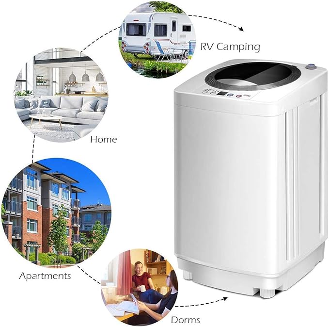 Giantex Portable Washing Machine, Full Automatic Washer and Dryer Combo, with Built-in Pump Drain 8 LBS Capacity Compact Laundry Washer Spin Dryer for Apartment RV Dorm-HomvellaHome