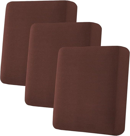 H.VERSAILTEX Super Stretch Individual Seat Cushion Covers Sofa Covers Couch Slipcover Sets Thick Jacquard Textured Twill Fabric (3 Piece Sofa Cushion Covers, Burnt Brick)-HomvellaHome