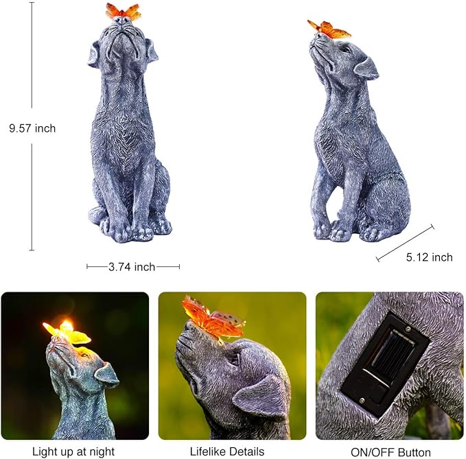 Goodeco Dog Statue with Butterfly - Ideal Gifts for Dad, Mom or Birthdays, Beautifully Crafted Outdoor Decorations to Wow Your Guests-HomvellaHome