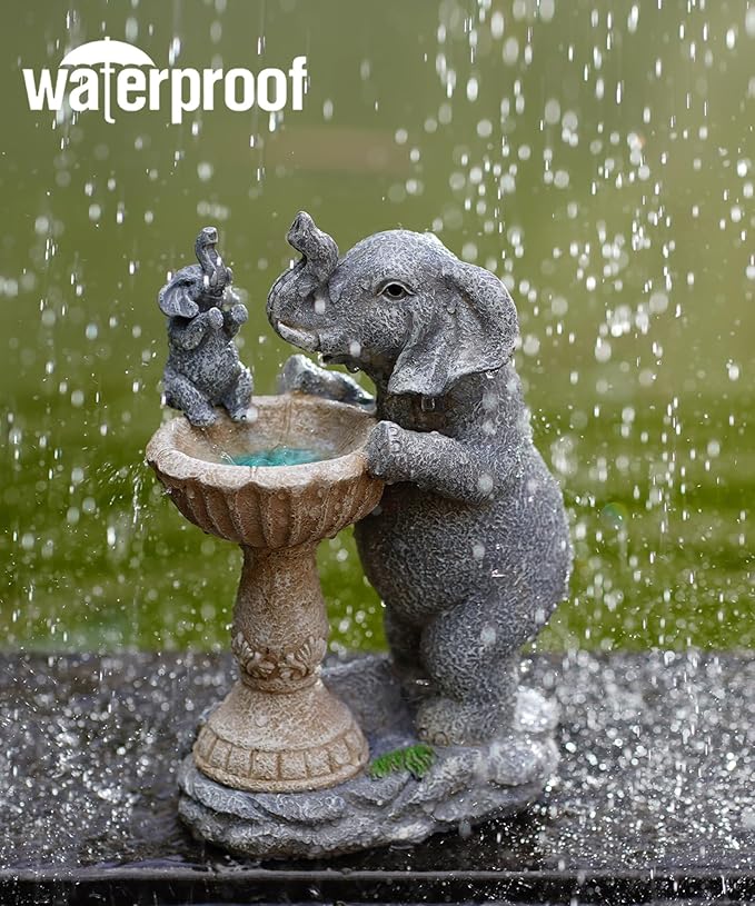 Garden Elephant Statues for Bird Bath: Outdoor Sculptures for Lawn Patio Yard Balcony Porch - Unique Gifts for Mother Grandma-HomvellaHome