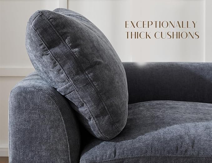 110 Inch Cloud Sectional Couches for Living Room, Convertible L Shaped Couch with Ottoman, 3 Seater Modular Sectional Sofa, Grey-HomvellaHome