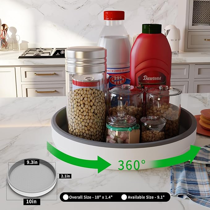 1 Pack 10 Inch Non-Skid Lazy Susan Turntable Organizers - Spinning Rack for Pantry Organization and Storage, Kitchen, Cabinet, Fridge, Bathroom Vanity, Countertop, Under Sink Organizing, Spice Rack-HomvellaHome