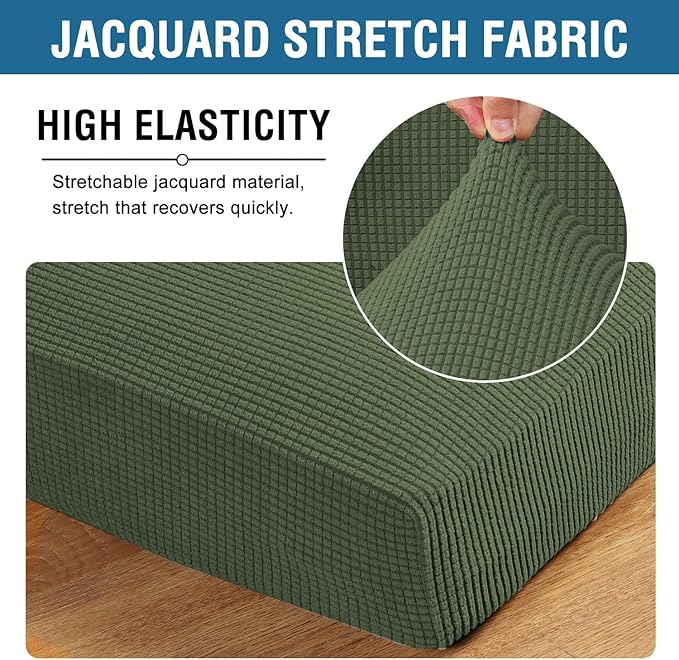 H.VERSAILTEX Super Stretch Individual Chaise Cover Sectional Couch Covers for L Shaped Sofa Both Left/Right Featuring Thick Jacquard Textured Twill Fabric (1 Piece Chaise Cover, Bronze Green)-HomvellaHome