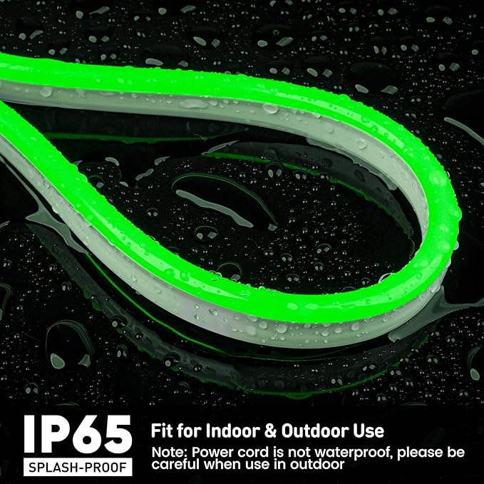 GZBtech Flexible LED Neon Rope Lights 66FT,AC 110-120V Waterproof Strip Light, 120 LEDs/M Cuttable Connectable Neon Lighting for Indoor Outdoor Home Decor/Commercial Building Use-Green 20M-HomvellaHome