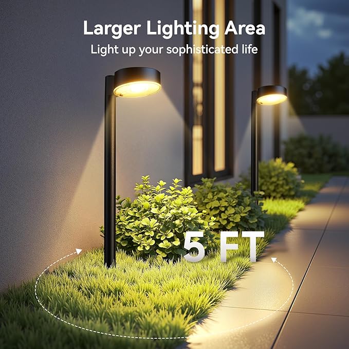 12 Pack Solar Pathway Lights Outdoor, 12 Brighter LED Solar Lights Outdoor Waterproof, Up to 12 Hrs Modern Solar Powered Path Light for Yard Garden Walkway Driveway-HomvellaHome