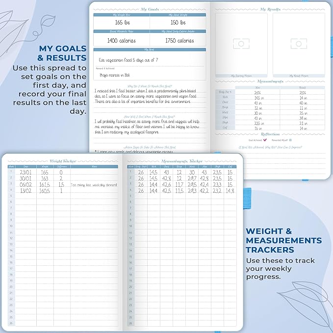 GoGirl Food Journal & Wellness Planner –– Diet & Fitness Diary – Nutrition Journal with Meal, Exercise & Weigh Loss Tracker, A5 (Periwinkle)-HomvellaHome