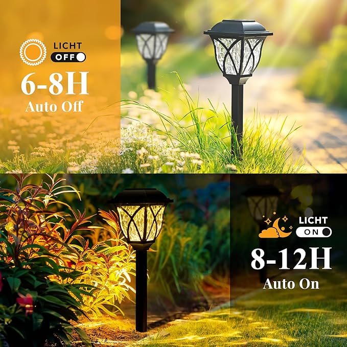 GIGALUMI Solar Lights Outdoor Waterproof, 8 Pack LED Solar Garden Lights, Outdoor Decorations, Garden Decor for Yard, Patio, Landscape, Planter, Walkway (Warm White)-HomvellaHome